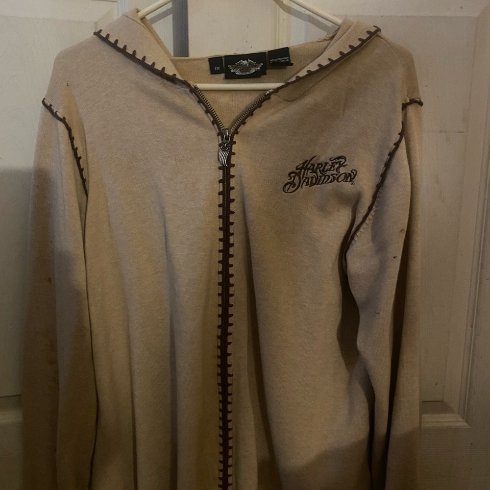 Harley-Davidson Beige Zip-Up Hoodie